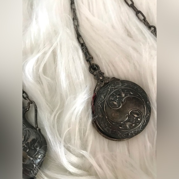 CHATELAINE Antique 1800’s Silver Brooch~hallmarks stamped~European in origin - Picture 6 of 16